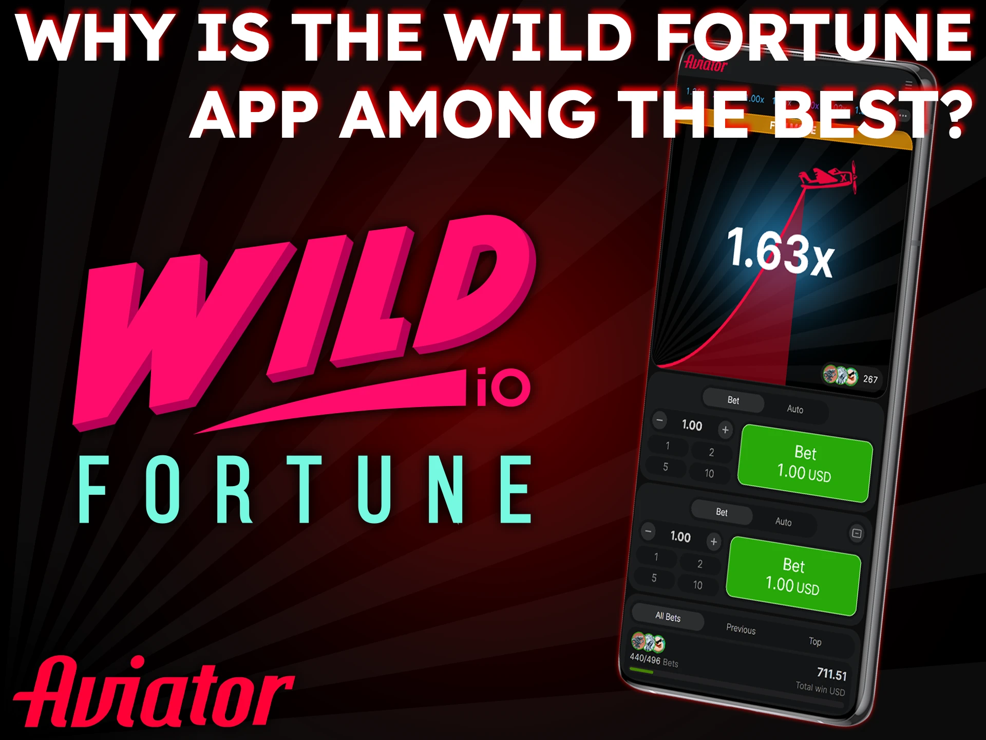 Wild Fortune's colorful app design attracts players to Aviator.