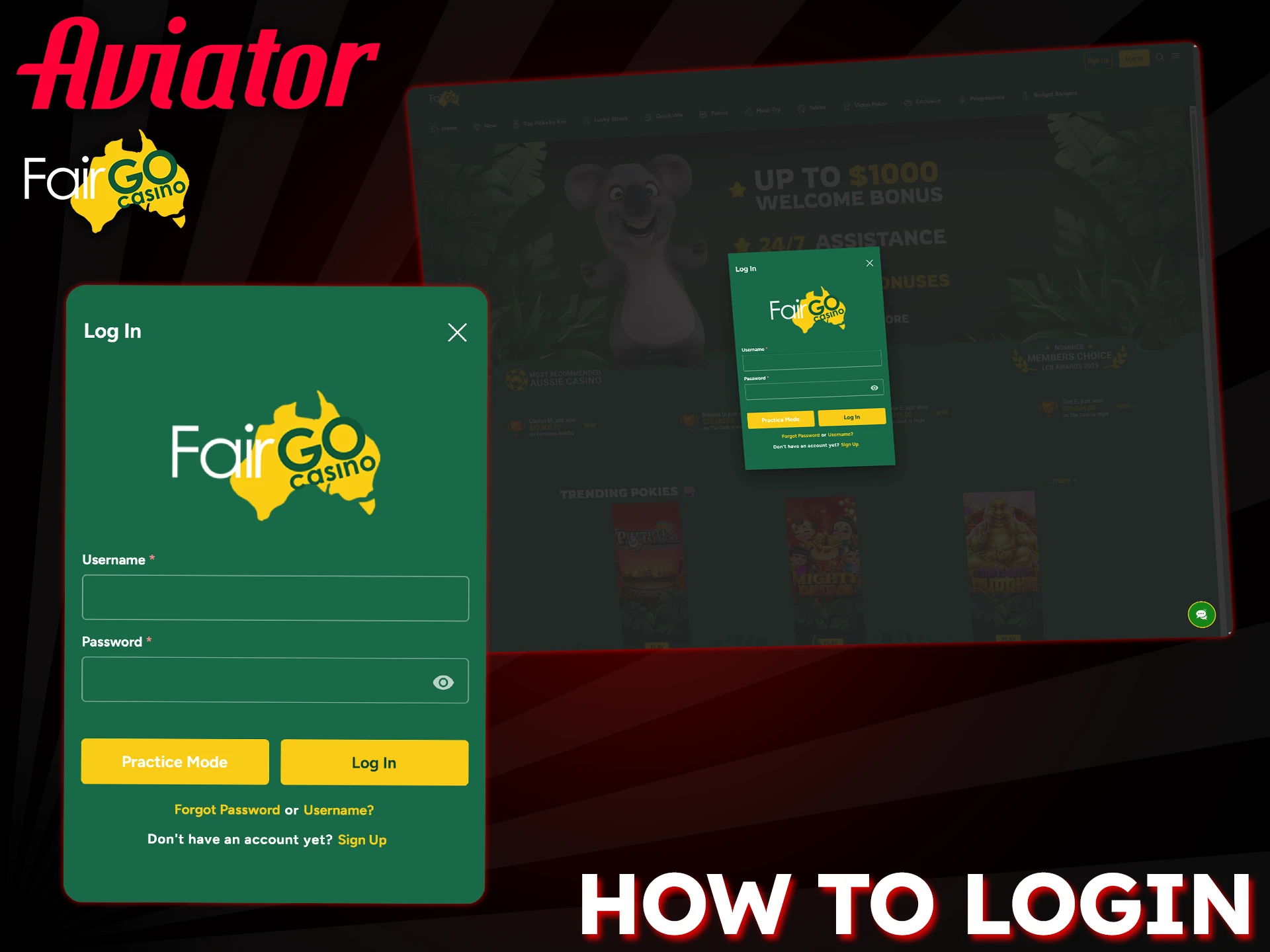 Log in to your Fair Go account and start playing Aviator.