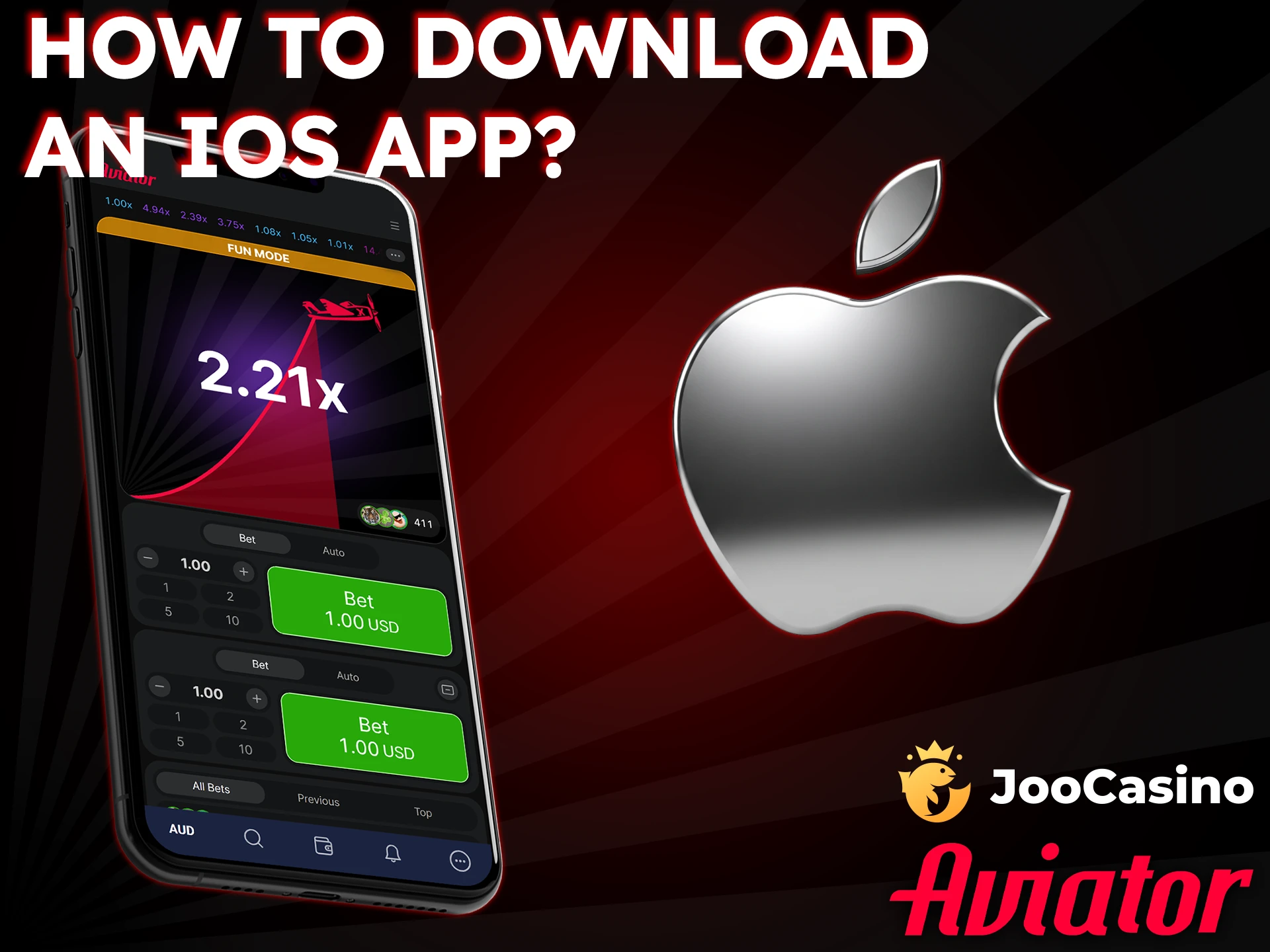 You can play Aviator at Joo Casino on your iOS device by installing the PWA.