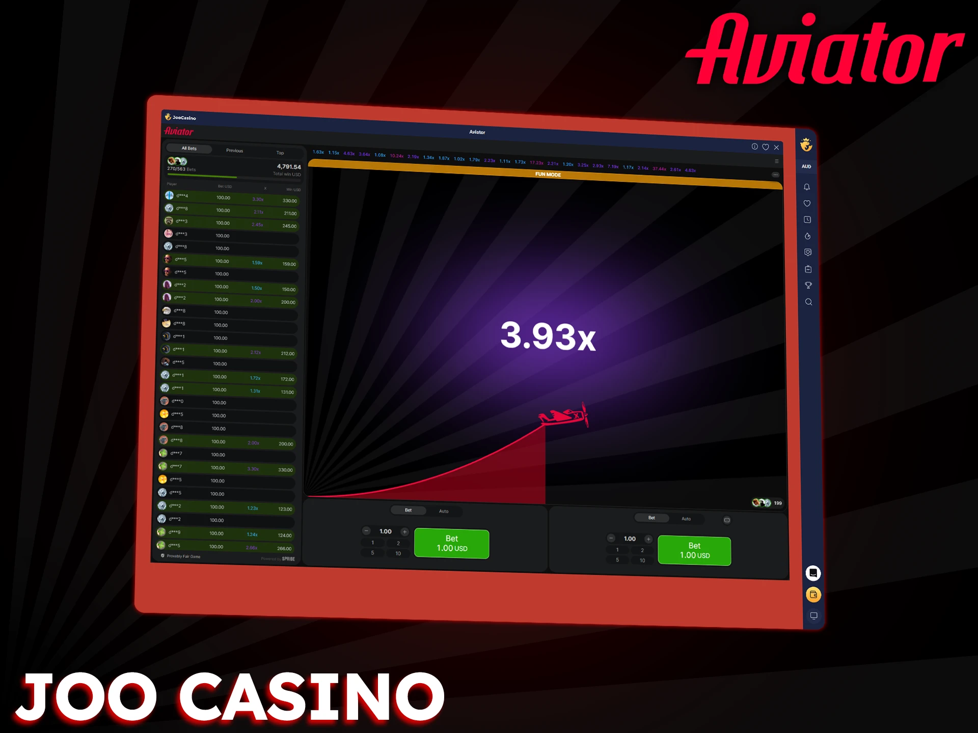 Joo Casino is a modern and mobile-friendly platform for Aviator players.