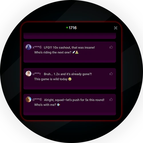 Chat in real time with other players in the Aviator game.