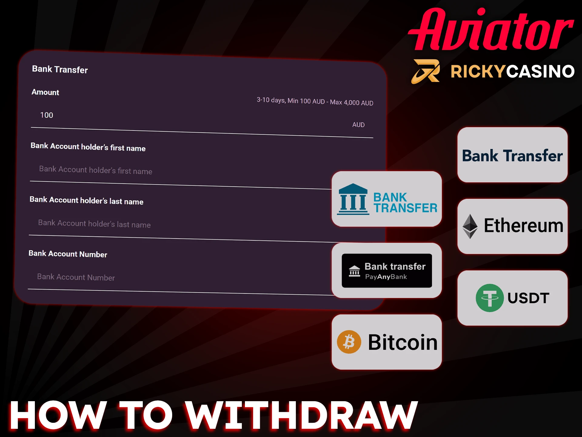 Cash out your Aviator winnings after verifying your Ricky Casino account.