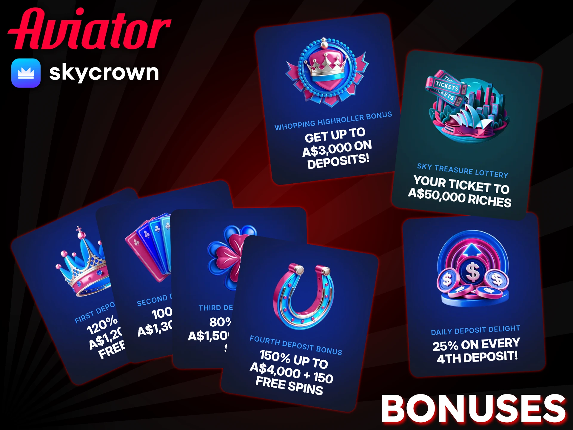 Boost your Aviator bets at SkyCrown with bonuses, free spins, and other rewards.