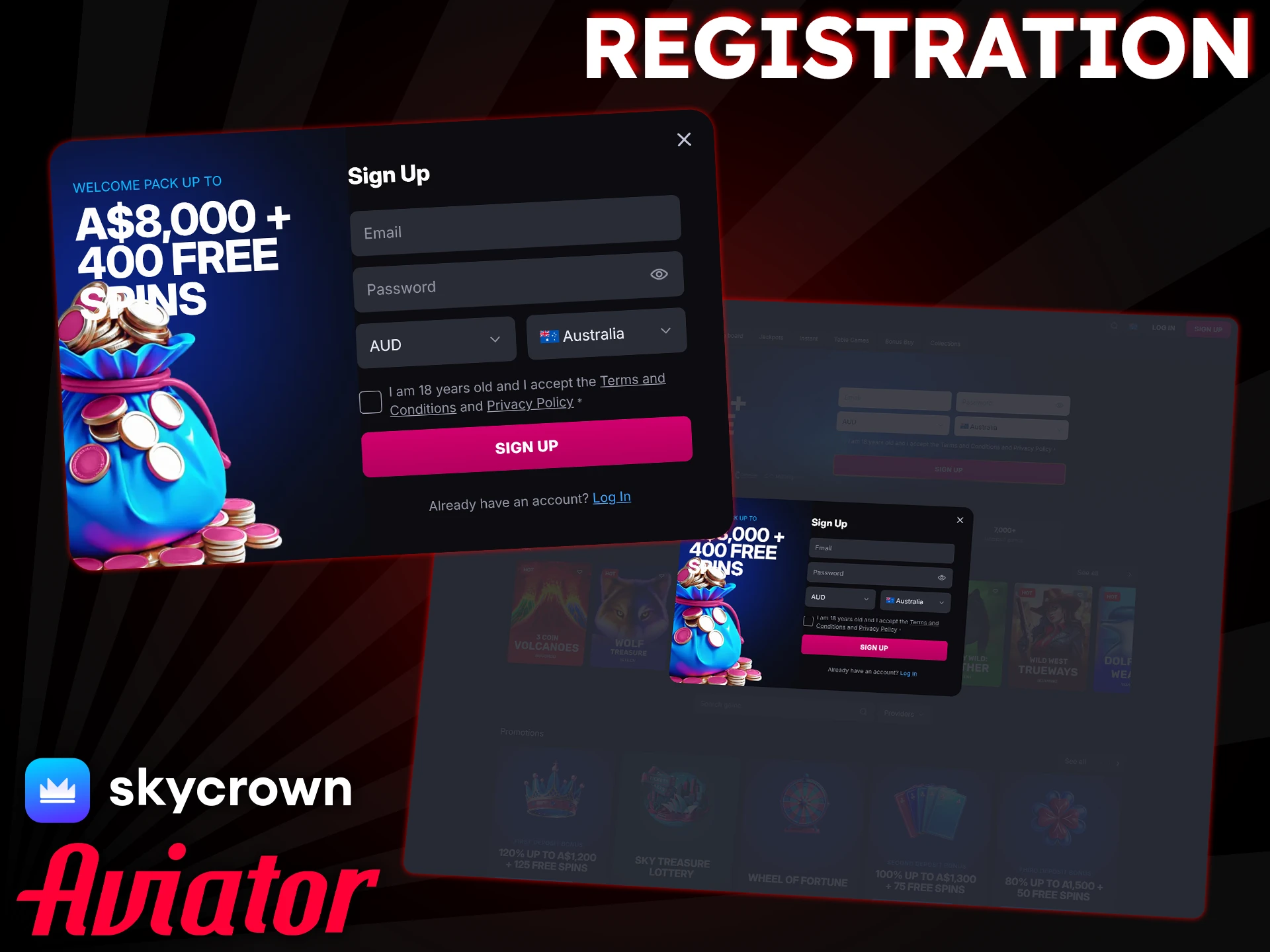 Create your SkyCrown account to start playing Aviator.