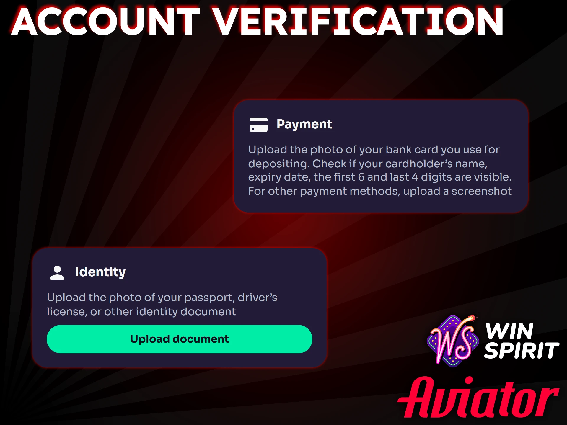 Verify your WinSpirit account to play Aviator for real money and ensure secure withdrawals.