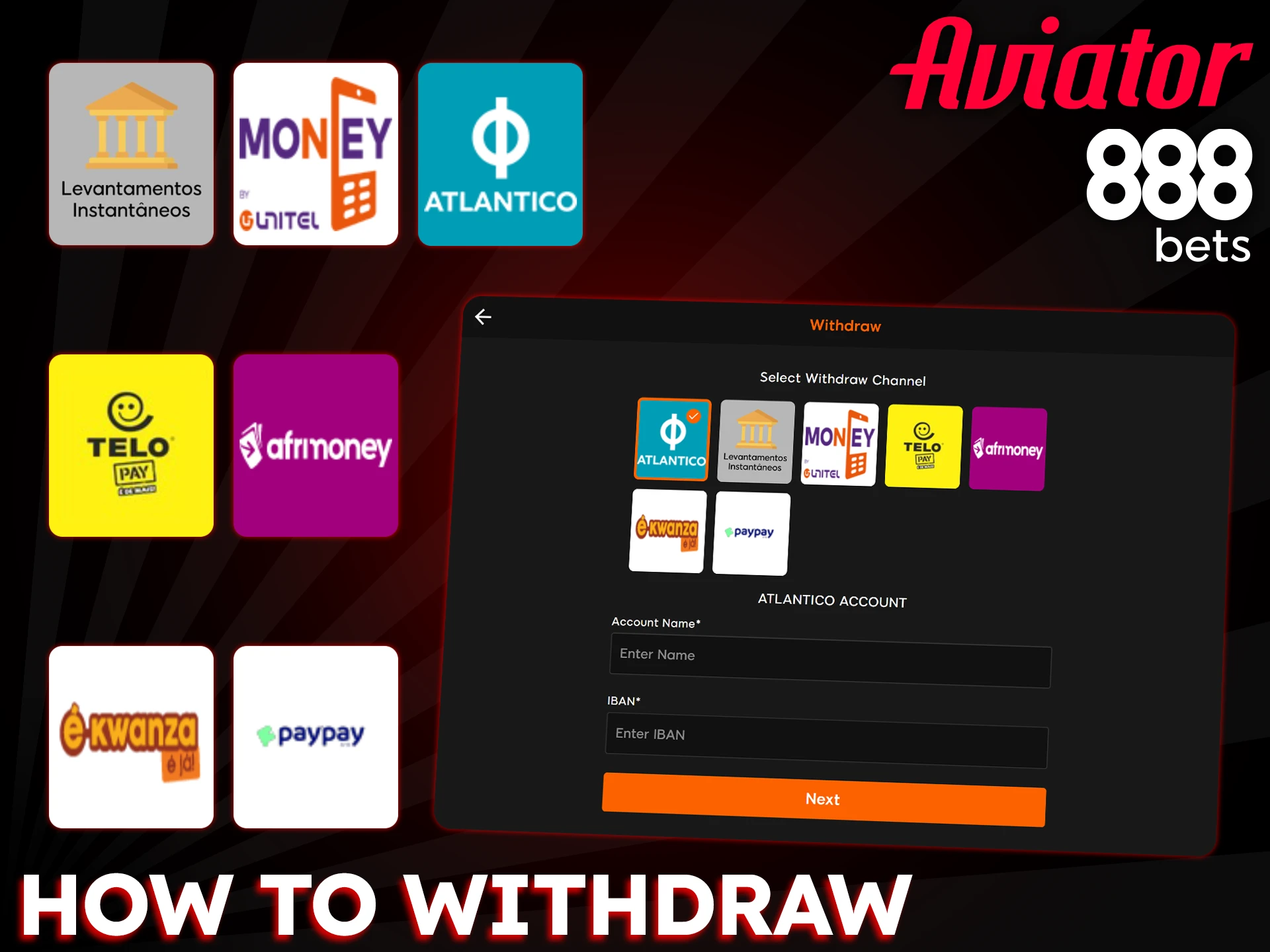 Withdraw Aviator winnings via mobile payment methods on 888Bets.
