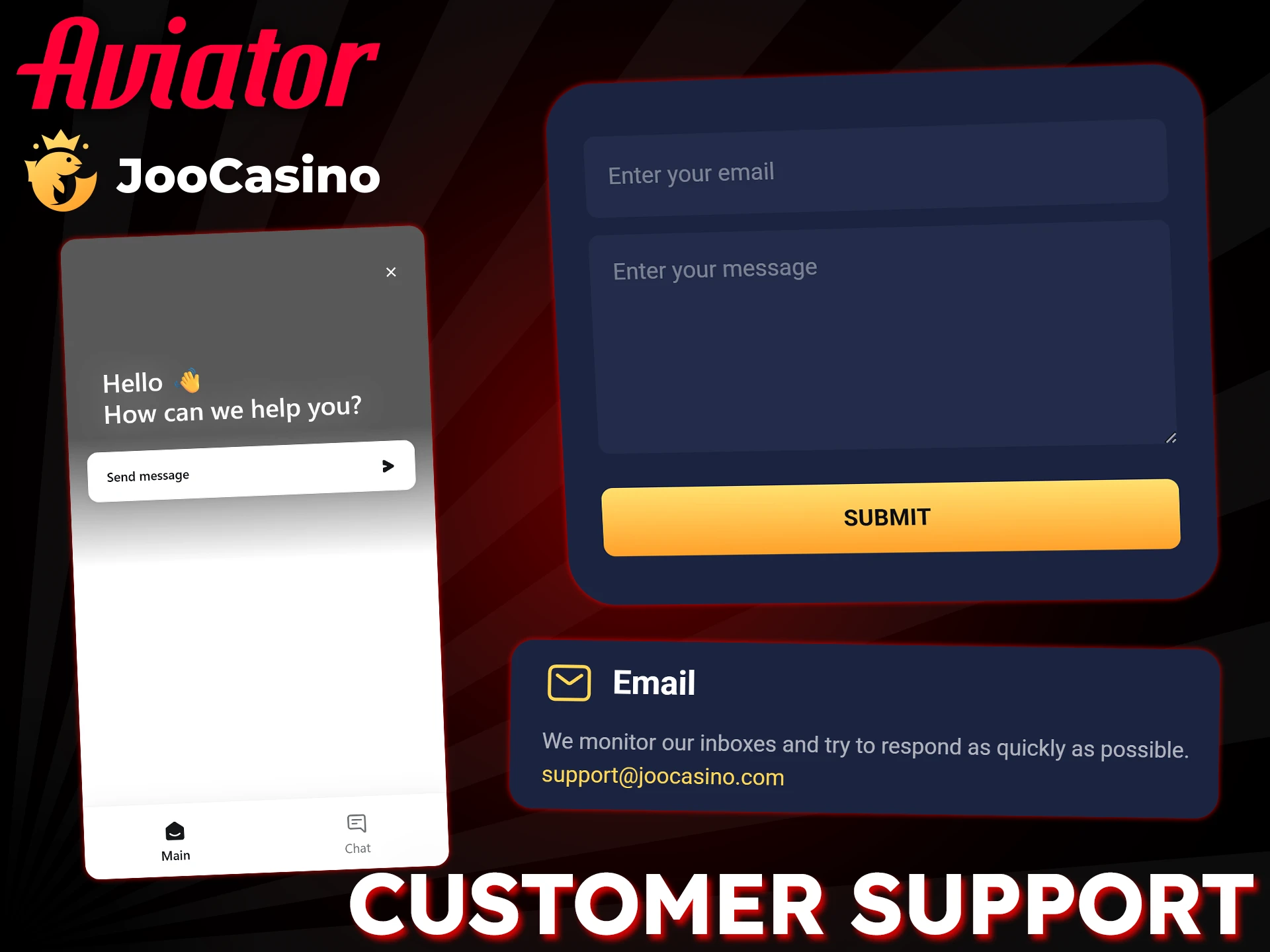 Get fast help from Joo Casino's support team using various contact methods.