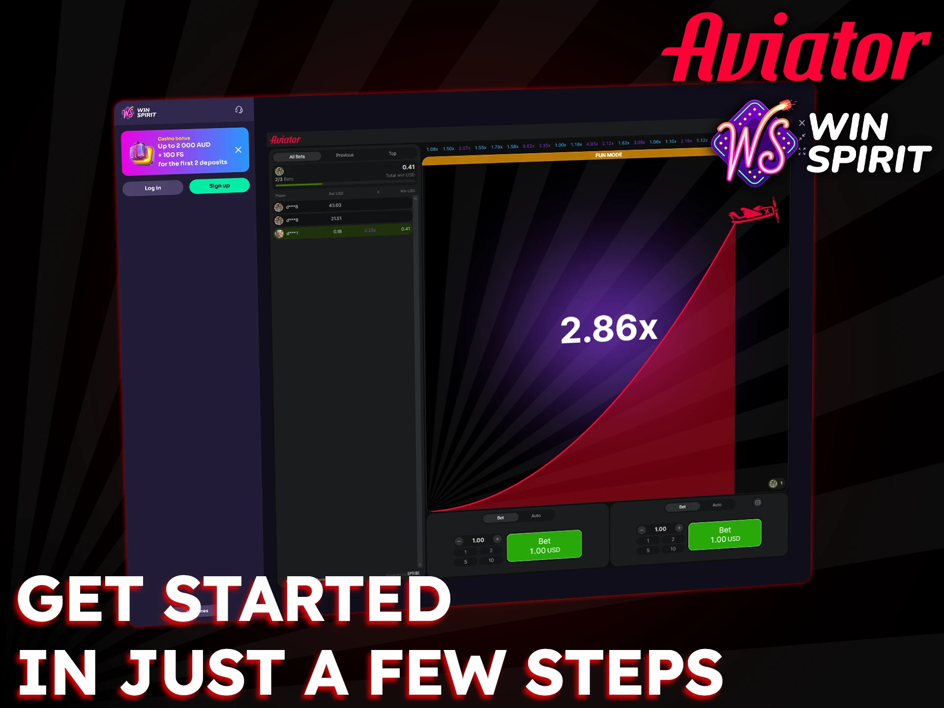 Create and fund your WinSpirit account to begin playing Aviator.