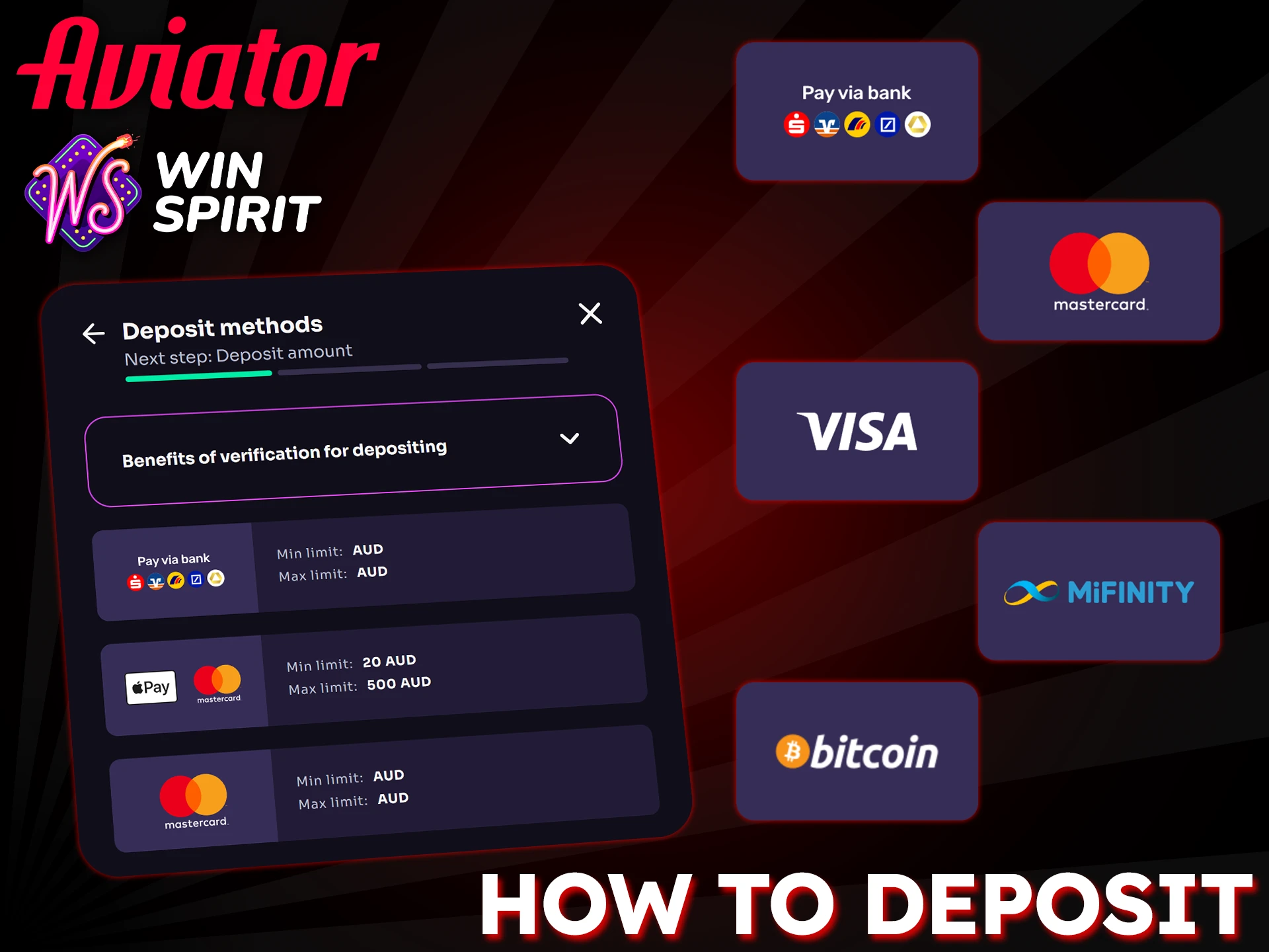 Fund your account instantly with WinSpirit's secure payment methods to play Aviator.